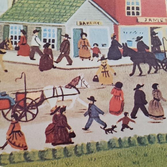 Vintage Sunshine Biscuits Tin Tray Plate Shopping on Main Street Melvin Bolstad - Picture 14 of 15